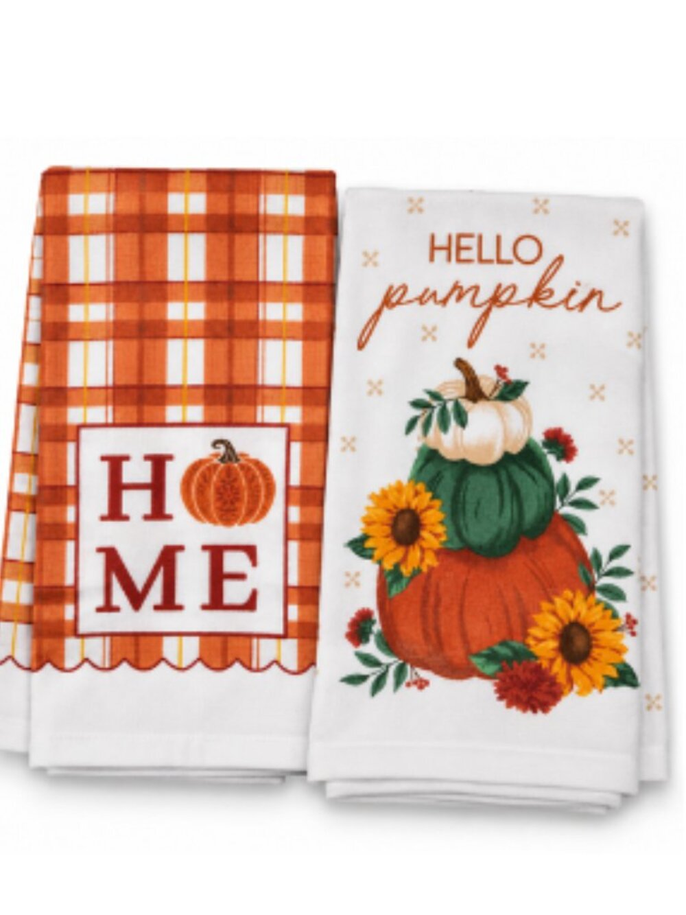 Perfect Harvest Fall Kitchen Towels Hello Pumpkin Home 14x24 Thanksgiving 2pc